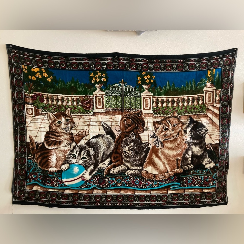 Vintage cat tapestry kittens kawaii